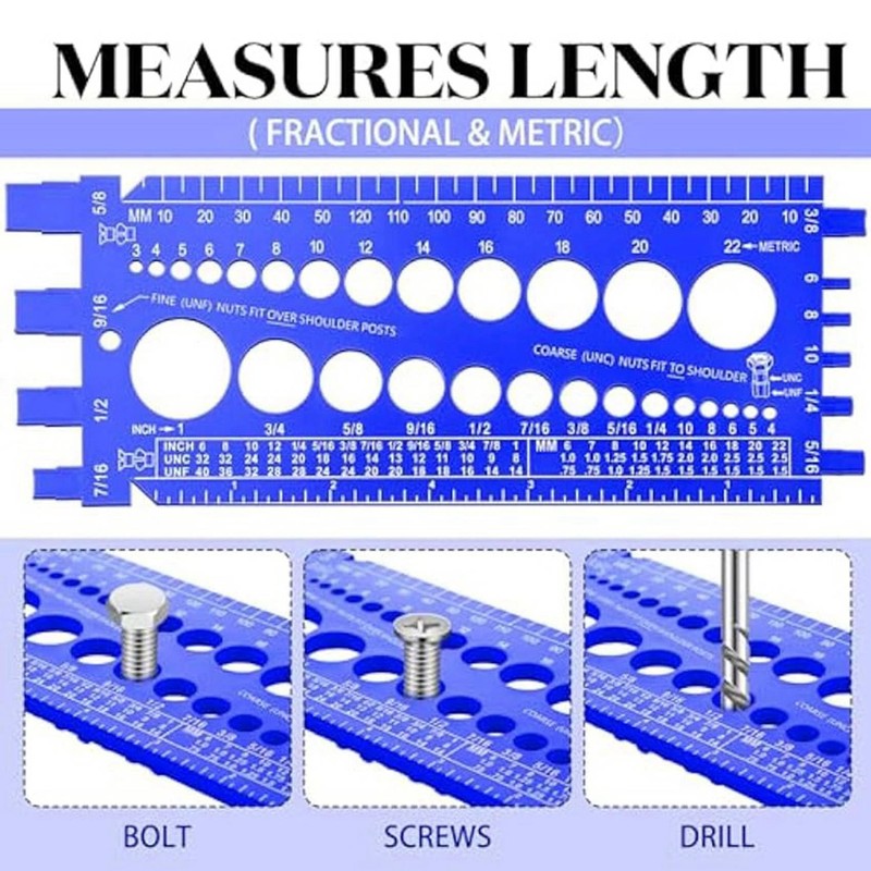 Tsudoku 2Pc Nut Bolt Thread Gauge Checker Bolt Size and