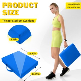 FASTMOMENT 2 Pcs Stadium Seat Cushions Waterproof Bleacher Seat Cushions Indoor & Outdoor Seat Cushion for Bleachers Portable Stadium Cushion for Sports Events, Office Chairs, Beaches (2-Pack, Blue)
