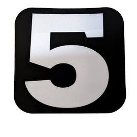 Spy Spot Mailbox Number Stickers White 3.5" x 3.5" (Number 5, Pack of 4) Reflective Mailbox Numbers for Outside, Vinyl, Waterproof, UV-Resistant, Peel & Stick Large Decals For Door, Car, Trash Bins