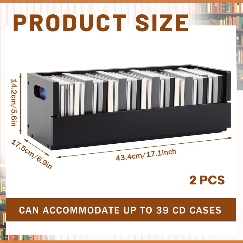 CroBlissful 2 Set Wooden Cd Storage Box Holder Racks Cassette