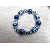 Handmade Christmas Snowflake Blue Glalss Bead Handmade Stretch Bracelet