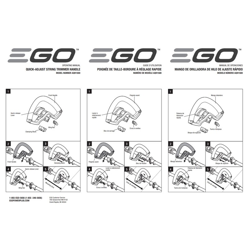 EGO Power+ AQH1500 Auxiliary, Quick-Adjust String Trimmer handle, Black