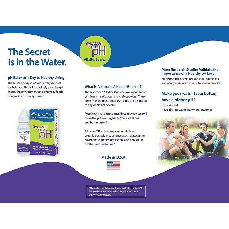 Alkazone pH Booster Drops for Alkaline Water Includes 25 x