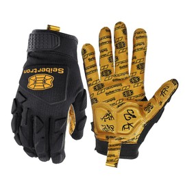 Seibertron H.P.I.L.G Touchscreen Lineman and Football Receiver Gloves, Flexible Breathable Impact Protection Back of Hand Glove Adult Black XS