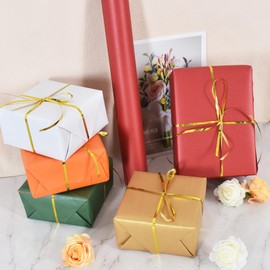 BEISHIDA Orange Gift Wrapping Paper Solid Color Pearly-Lustre Wrapping Paper Roll Matte Gift Wrap Paper, Packing Paper for Wedding, Birthday, Graduation, Christmas Wrapping Paper(17inches X 32.8ft)