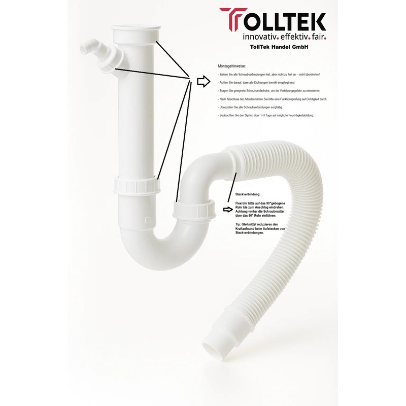 TOLLTEK _Flex Odour Trap Siphon for Sink Connection 40/50 mm