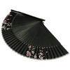 Hana-Kanzashi Women's Silk Fan, Cherry Blossom Pattern, Black, Lady’s Length,