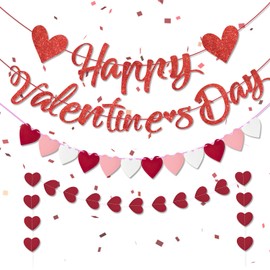 Valentine's Day Decorations, Happy Valentines Day Letter Banner Garland Decorations Kit, Valentine Decor Banner, Romantic Valentine's Days Party Supplies Decor, for Home Classroom Office Wedding