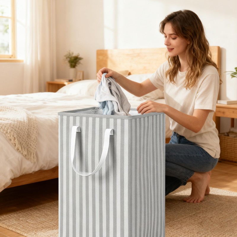 Harborway 3 Pack Laundry Hamper Collapsible Large Waterproof Cotton Linen