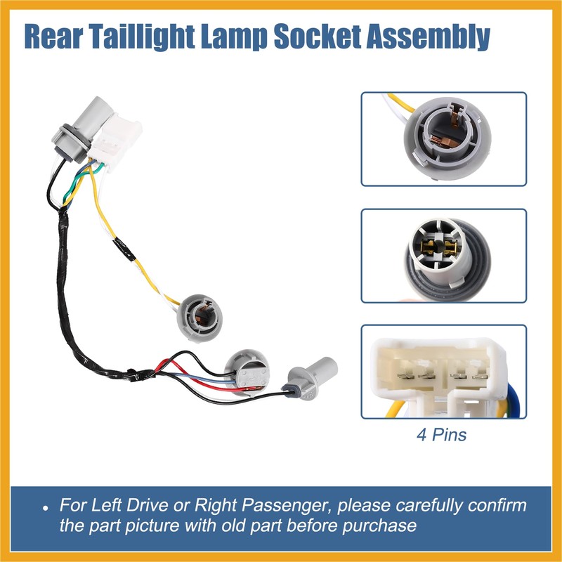Partuto 2 Pcs Tail Lamp Holder and Wiring Harness 92450-3Q000