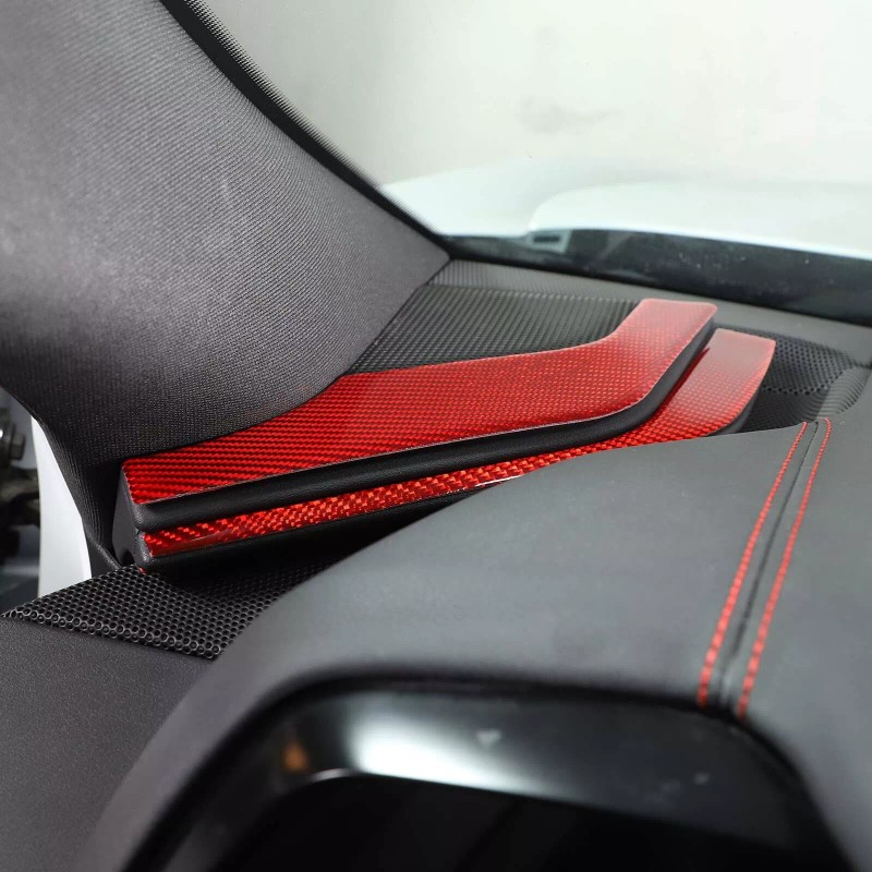 autopart2021 Red Carbon Fiber Instrument Dashboard Side Panel Trim For