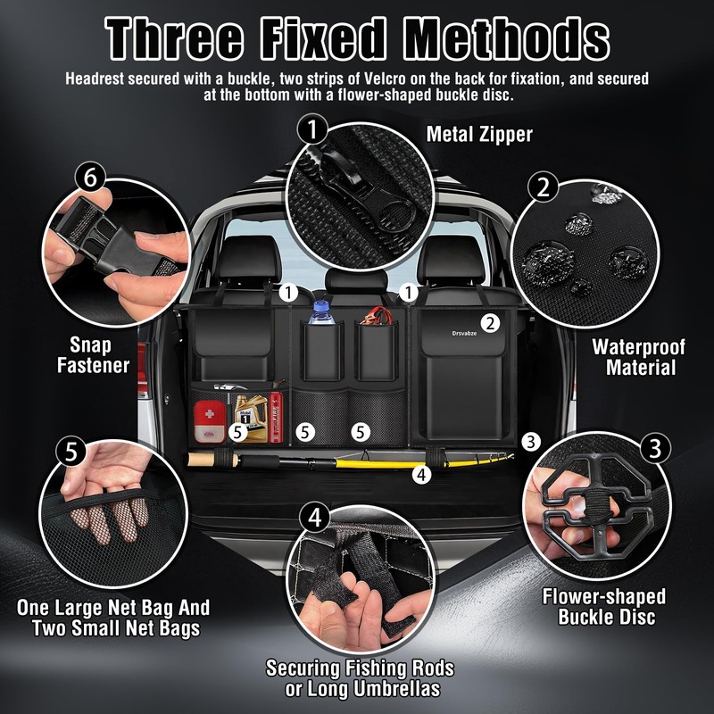 Trunk Organizer for SUV – Zippered 3-Section Design, Modular Storage