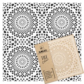 NAKLEO Alamo Tile Reusable Plastic Stencil - 25 x 25 cm - Traditional Circle Tip - Moroccan Geometric - Paving Stone Concrete Floor Wall Painting Template Wood