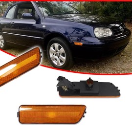 GTINTHEBOX Amber Lens Front Bumper Side Marker Light Housing Assembly Compatible with 1999-2005 Volkswagen MK4 Golf GTI R32 Rabbit Jetta