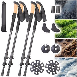 Speeron Nordicwalking Poles: 2 Pairs Telescopic Hiking Poles Aluminium Cork Handle Adjustable Height Telescopic Alpine Poles