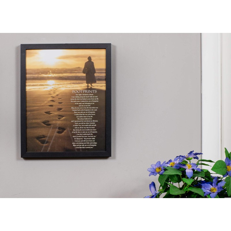 Dicksons Footprints Poem Sepia Sunset 15 x 12 Wood Decorative