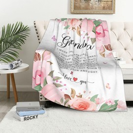 Grandma Gifts Throw Blanket 60" x 50", Grandma Birthday Gifts from Grandson Granddaughter, Gift for Grandma from Grandchildren, Best Grandmother Gifts from Grandkids, Thoughtful Presents for Grandma