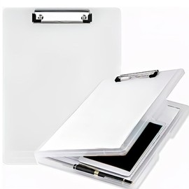 2023 Clipboard File Board with Clip A4 Side Open Storage (Clear)