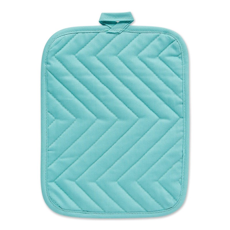 DII Heat Resistant Quilted Cotton, Pocket Potholder, 7x9, Aqua, 3