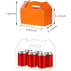 Aosric 12 pcs Party Favor Boxes, 9.45x5x5 Inch Orange Treat Boxes, Gable Boxes Candy Boxes Goodie Boxes Paper Gift Boxes with Handles for Orange Citrus Themed Party Decoration Baby Shower