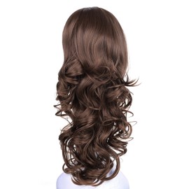 Onedor 23" Curly Hair Women Ladies 3/4 Half Wig Premium Japanese Synthetic fibers Wigs with Secured Mesh Head Cap (10)