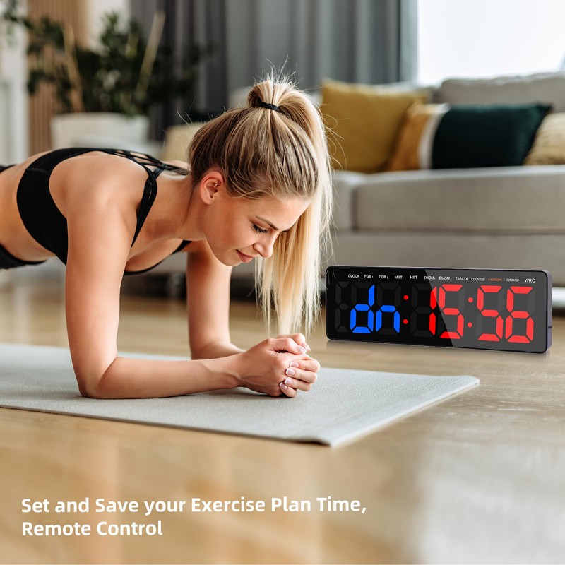 AnExer 13" Gym Timer Clock, Workout Interval Timer with Remote