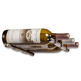 VintageView Vino Pins – Metal Wall Mounted Wine Bottle Rack for Wood Surfaces - Stylish Modern Wine Storage with Label Forward (Gunmetal, 3 Bottles)