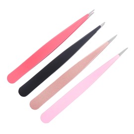 IWOWHERO 4pcs Eyebrow Clamps Ergonomic Stainless Steel Tweezers for Precise Hair Removal Makeup Tool for Women The Go