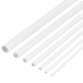BENECREAT 48Pcs 7 Styles ABS Round Plastic Tube, 2/3.5/4/5/6.5/8.5mm White Bars Rod Hollow Tube, Round Hollow Bar for DIY Sand Table Architectural Model Making