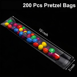 DYFHOJU Self Sealing Cellophane Bags,2x10 Inches 200 Pcs Clear Pretzel Rod Bags, Resealable Bag for Packaging