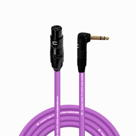 Balanced XLR Cable Female to Right Angle 1/4" TRS - 20 Feet Purple - Pro 3-Pin Microphone Connector for Powered Speakers, Audio Interface or Mixer for Live Performance & Recording