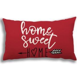 YCOLL Cushion Covers 30x50 Set of 4 Linen Pillow Covers Red Sofa Cover Modern Sofa Pillows Covers Decorative Outdoor for Sofa Garden Bed Couch Cushions 30cm x 50cm