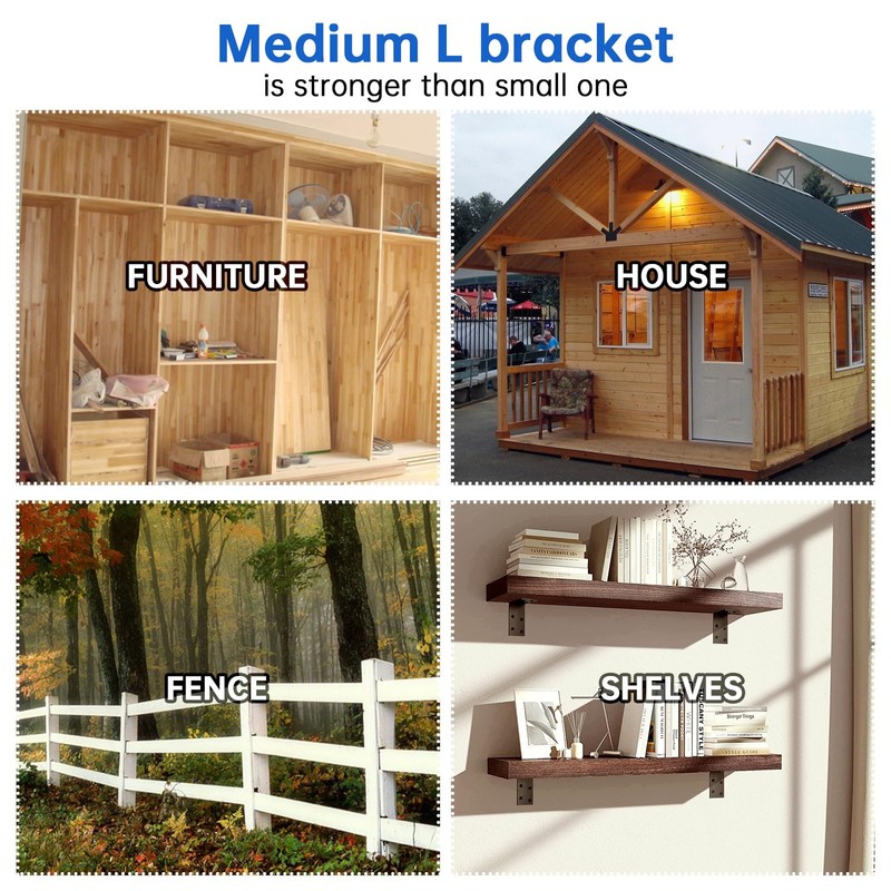 KOMOHOM 1.5x3x3 Inch Galvanized L Bracket, 8PCS 90 Degree Angle