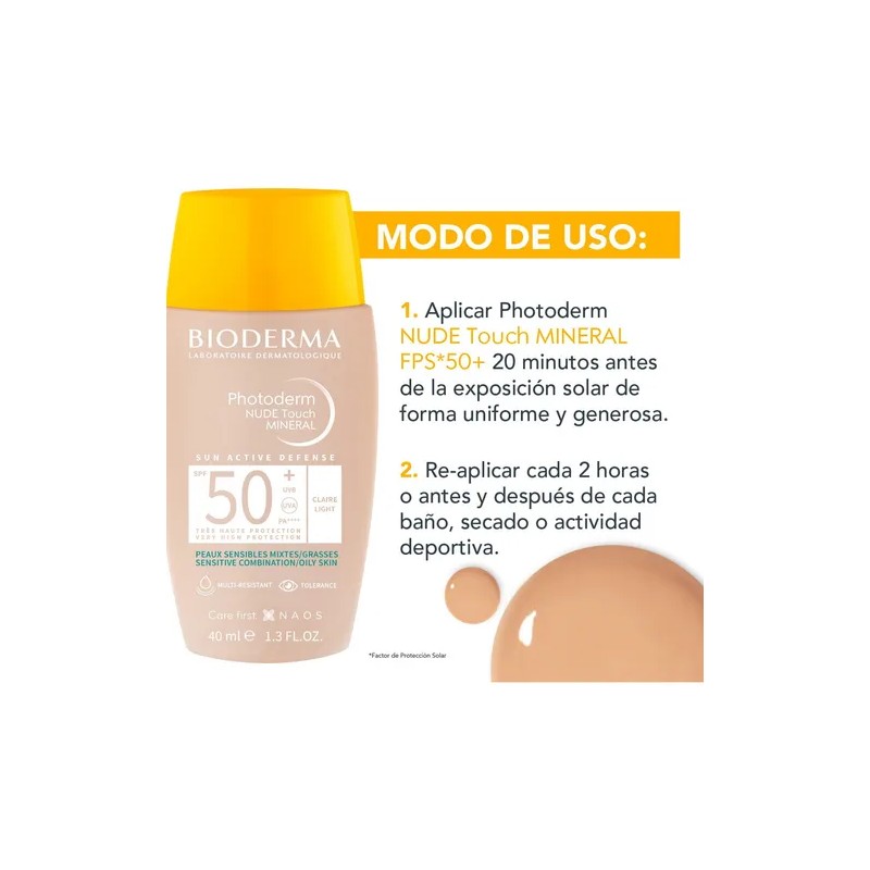 Bioderma Photoderm Nude Touch Spf 50+ Mineral Claro 40ml