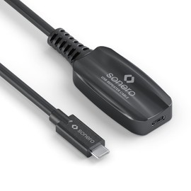 sonero® USB 3.2 Kabel, aktives Verlängerungskabel mit Signalverstärker, Datenkabel, USB-C Stecker auf USB-C Buchse, 5 GB/s, 5.00m, schwarz