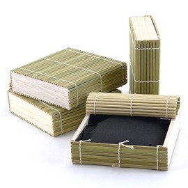 BambooMN Granulated Bamboo Charcoal Odor Absorber Bag in Decorative 6" x 6" x 1.75" Green Heart Box, 4 Pieces