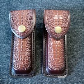 1PC Brown Saddle Belt Sheath For Folding Pocket Knife Leather Sheath