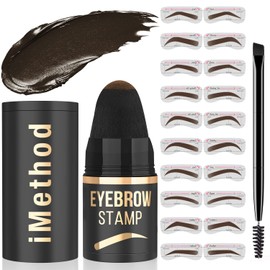iMethod Eyebrow Stamp and Eyebrow Stencil Kit - Eyebrow Stamping Kit for Perfect Eyebrow Makeup, Eyebrow Pomade, 20 Eye brow Shaping Kit, Easy to Use, Long-Lasting, Black Brown