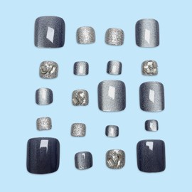 Lwenjing 24pcs Nail Tips for Foot Thumb Foot Pedicure False Nail Tips Foot Nail Reusable Gel Nail Tips for Practice Salon Summer Nails Jelly Tips Ultra Slim Pedi Easy to Apply (JMZ-024)