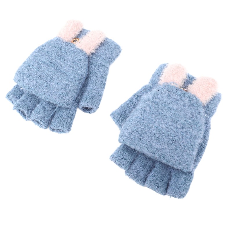 USB Heated Knitted Flap Gloves Half Finger 5V Winter Heating