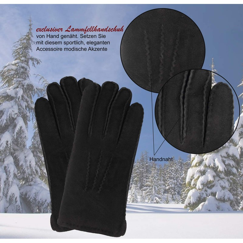 Harrys-Collection HC Unisex Real Lambskin Gloves, Colours: Black, Size XXL