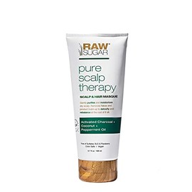 RAW SUGAR, Pure Scalp Therapy, Mascarilla Capilar para Cuero Cabelludo y Cabello, con Carbón Activado, Coco y Aceite de Hierbabuena, Prensado en Frío, Vegana, Libre de Sulfatos SLS y Parabenos, 198 ml