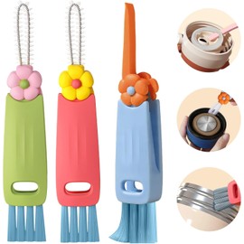 3-in-1 Cup Lid Cleaning Brush–Multi-Functional Bottle & Straw Cleaner with Scraper, Crevice & Angled Brush – Deep Clean Coffee Mugs, Water Bottles, Tumblers & More – Durable, Heat-Resistant PP