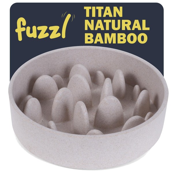 Fuzzl Bamboo Slow Feeder Bowl 0.8L - Stone 17cm Eco-Friendly,