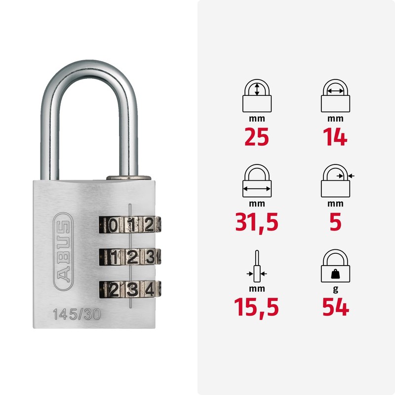 ABUS 145/20 Combination Lock, Solid Aluminium Padlock, Blue