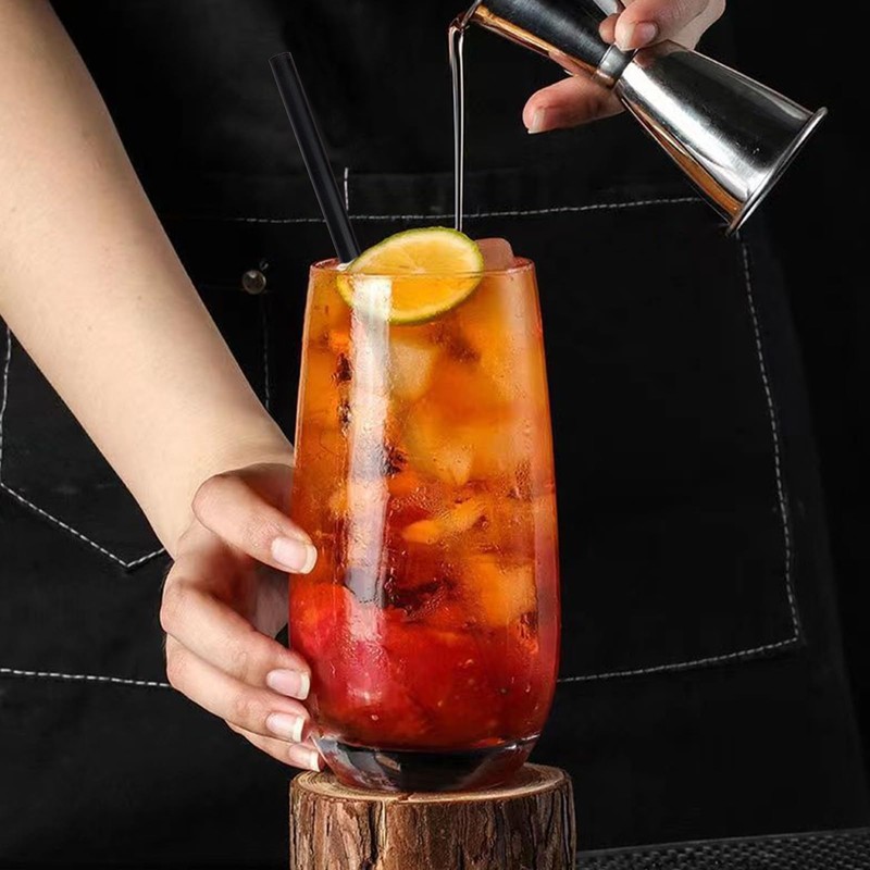 KTOJOY Disposable Drinking Plastic Straws, 8.26" Long, 0.23'' Diameter, Black,