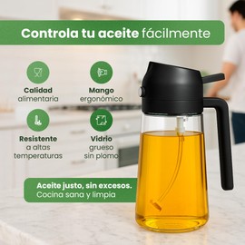Genérico Ölspender, Ölspender, Ölspender, auslaufsicher, 2-in-1-Spenderflasche für Küche, Glasölflasche, 470 ml, für Luftfritteuse, Grill.