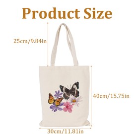 MWUMRCM Printed Fabric Bag, Butterfly Inspired Tote Bag, Women's Canvas Tote Bag, Aesthetic Tote Bag, Canvas Bag, Inspired Gift, Music Lover Gift for Singer Fans, White