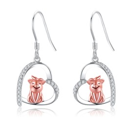 YAFEINI Pig Earrings 925 Sterling Silver Pig Earrings Cute Animal Jewelry For Women