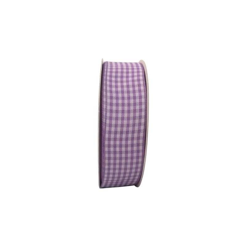 Micomon Purple and White Woven Edge Plaid Ribbon 100% Polyester